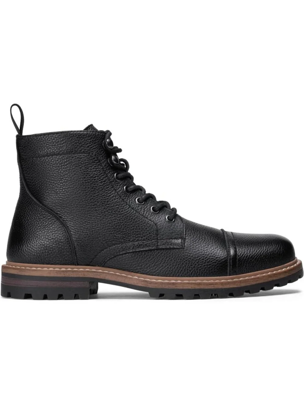 Men's Grain Black Boots Premium Leather Cap Toe Casual Boots Chukka Dress Boots